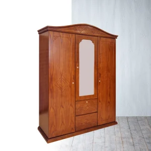Annex Three-Door Angelic Almirah with Mirror - Elegant Wooden Storage