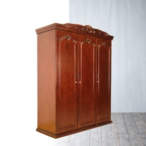 Annex Wooden Gardenia Almirah – 3 Door Elegant Carving