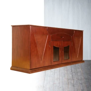 Meridian Wooden Sideboard - Modern Geometric Design with Glass Doors