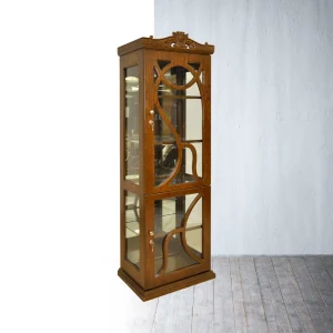 Alion Wooden Showcase - Ornate Design with Curved Glass Doors