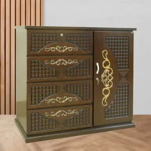 Century Chest of Drawers – Wooden Cabinet with Golden Design