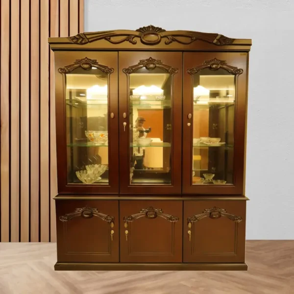 2 Part Gardenia Showcase – Wooden Display Cabinet with Glass Doors