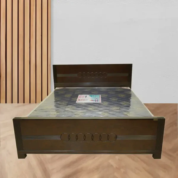 Annex Furniture Ring Bed – Wooden Double Bed with Carved Ring Design