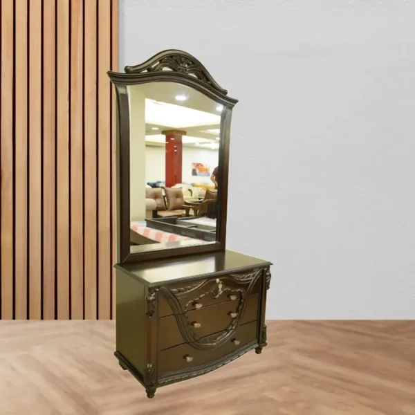 Itali Dressing Table – Wooden Vanity with Mirror & Drawers