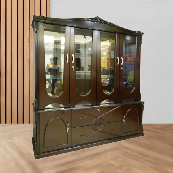 2 Part Kanfe Showcase – Wooden Display Cabinet with Glass Doors